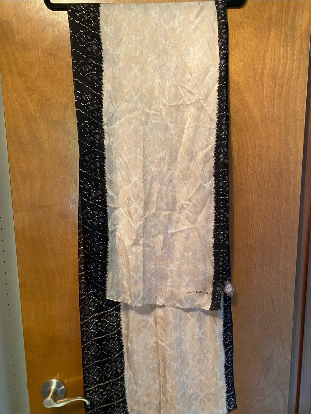 Vince Camuto Cream and Black Long Scarf